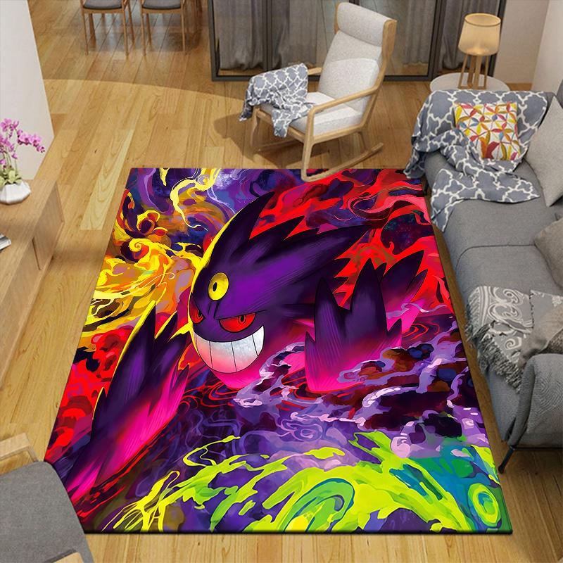 Gengar Flannel Pattern Square Carpet,Area Rug,Carpet Rug for Living Room Bedroom Sofa Playroom Decor,Non-slip Floor Mat