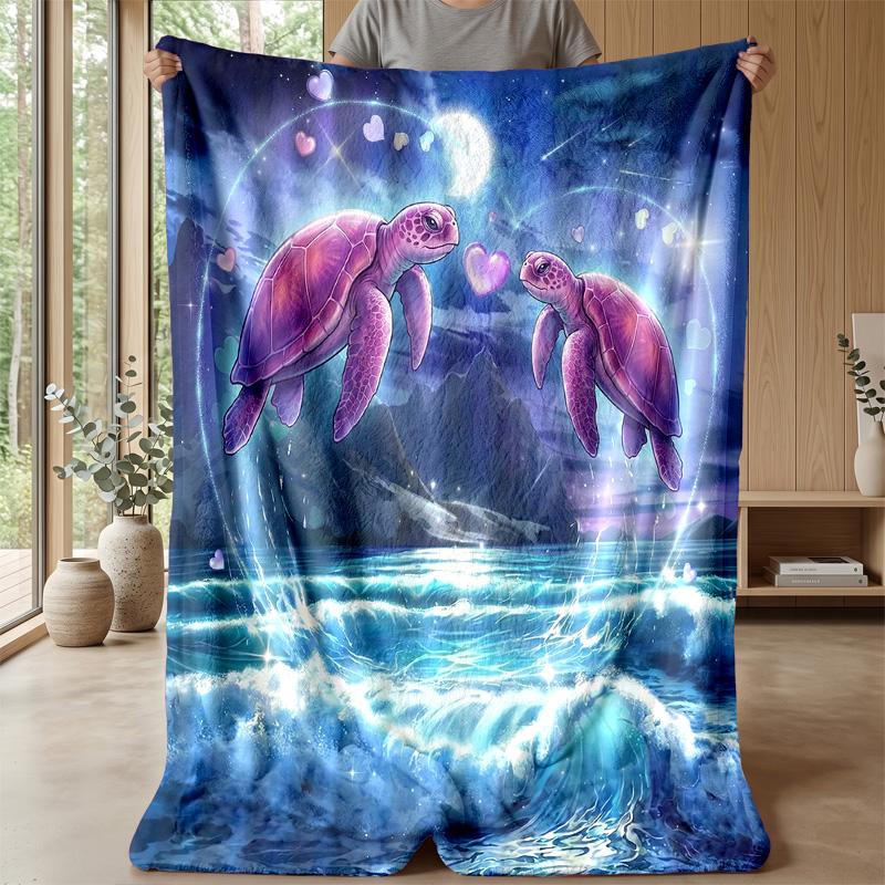 Ocean Life Pattern Theme blanket Lightweight Warm Flannel Blanket Decorative Throw Blanket for Home Decoration