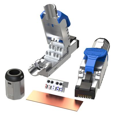 12 шт. Cat6A RJ45 10G экранированный металлический полевой оконечный разъем HDBaseT Easy Jack Ethernet коннектор интернет-адаптер [LINKUP] - литой [синий]