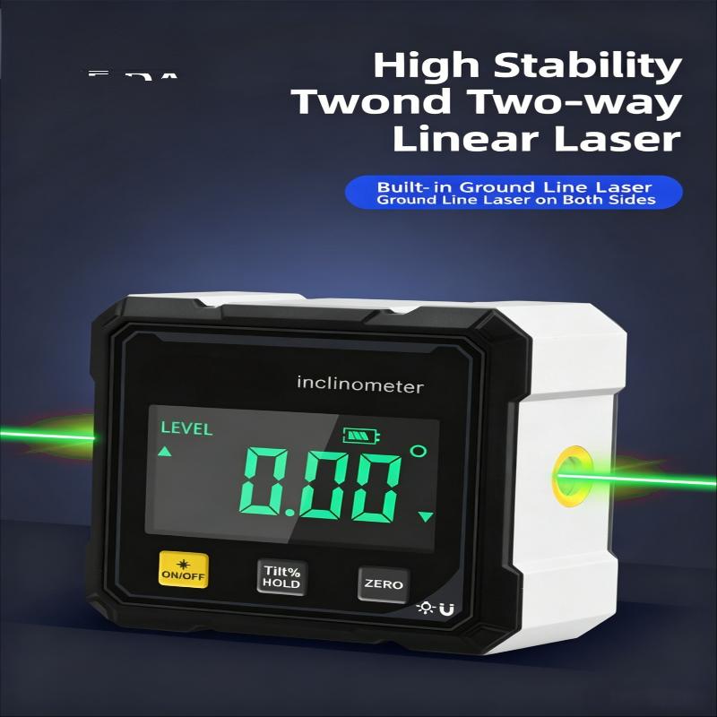 Digital Inclinometer with Visible Green Laser High Precision Angle Ruler for Woodworking Carpenter Building Site Measurement Work