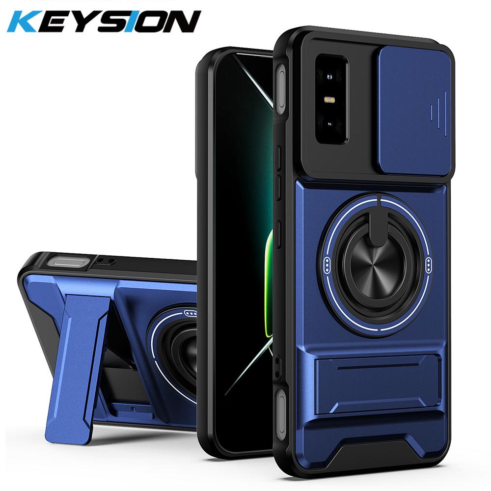 KEYSION Магнитный чехол для телефона для Infinix GT 30 30 Pro 5G Защита камеры со сдвижной крышкой Вертикальная подставка Кольцо 360 Ударопрочная задняя крышка