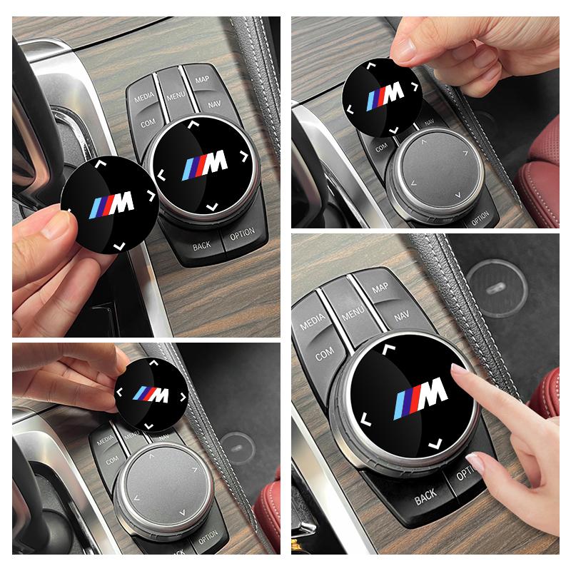 BABD1 For BMW Car Multimedia Knob Button Cover Rotary Sticker Cars Accessories For BMW Performance E46 E90 G11 F10 F30 G08 X6 5 Serie
