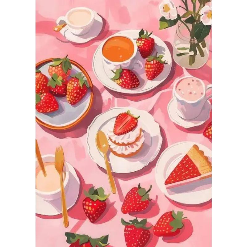 Вкусная еда Холст Настенное искусство Пицца Клубника Блины Кофе Круассан Морепродукты Постер Принт для Бара Кухни Домашний Декор