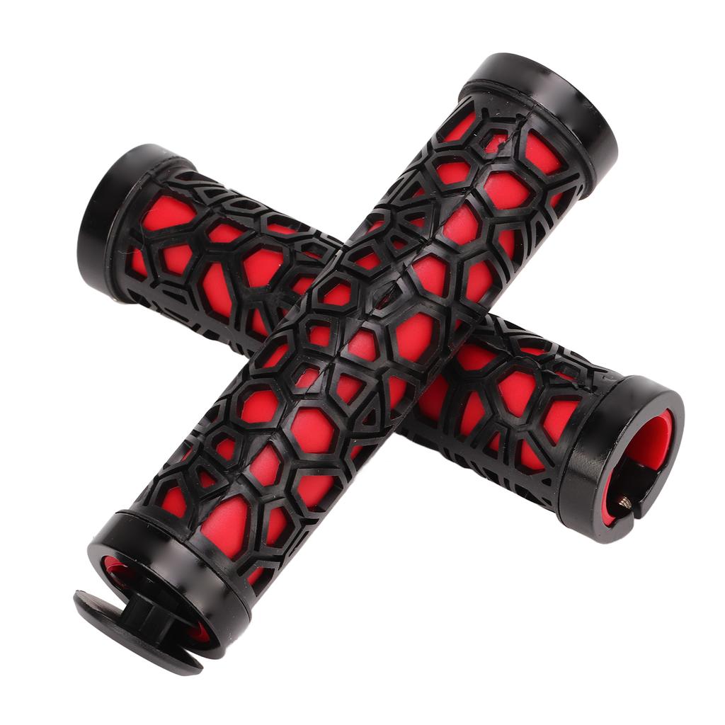 Bike Handle Grip Red Anti Slip Raised Texture Stable High Strength Double Locking Mountain Bike Handle Bar Grips