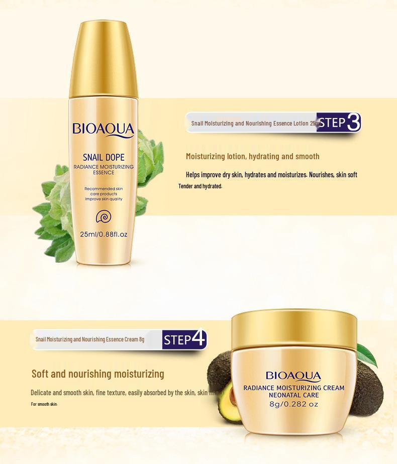 Дорожный набор из пяти средств для ухода за кожей BIOAQUA с муцином улитки - Увлажняющая и питательная косметика