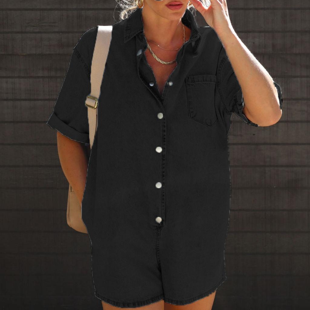 IHUASU Летняя уличная модница: рубашка с короткими рукавами, шорты и джинсовый комбинезон