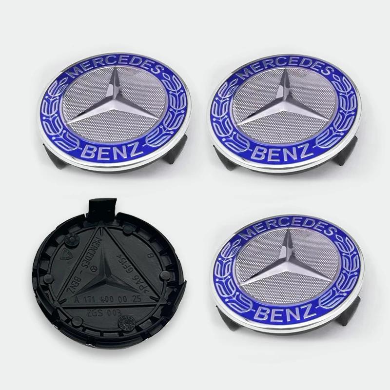 BVQ1 Hot 2026 For Benz 4pcs 75mm ABS Black Car Wheel Center Caps Rims Hub Caps For Mercedes Benz A B C E S CLA CLK ML GLK GLA GLB GLC