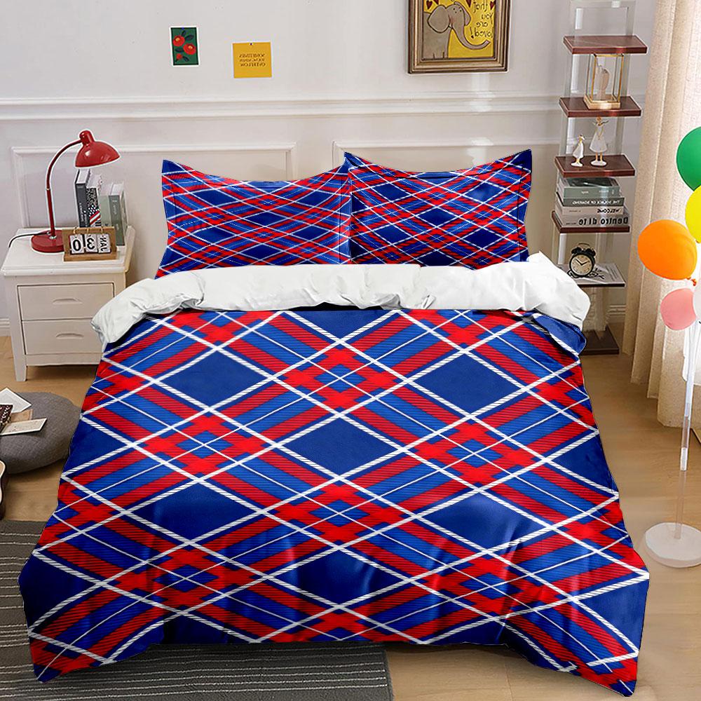 Red and blue plaid. Bedding sets Duvet cover sets Duvet covers Pillowcases(1 * Duvet Cover 2 * Pillowcases without duvet insert)