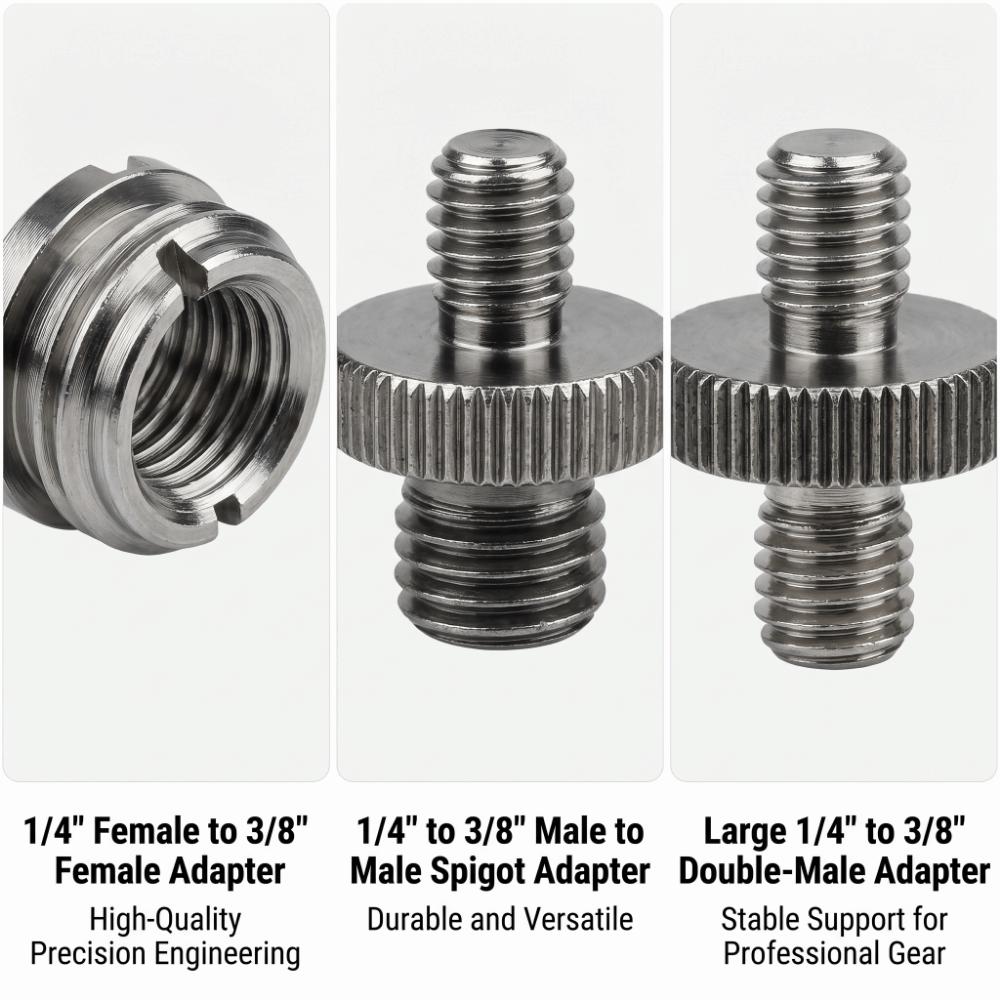 Male To Female Mount Screw Kit 1/4" to 3/8" Screw Convert Adapter Camera Screw Nut Set Monopod