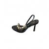 Sandals SocialiteStyle Thin Heel Gold Women's Summer Rhinestone Open Toe Ankle Strap Sexy High Heels