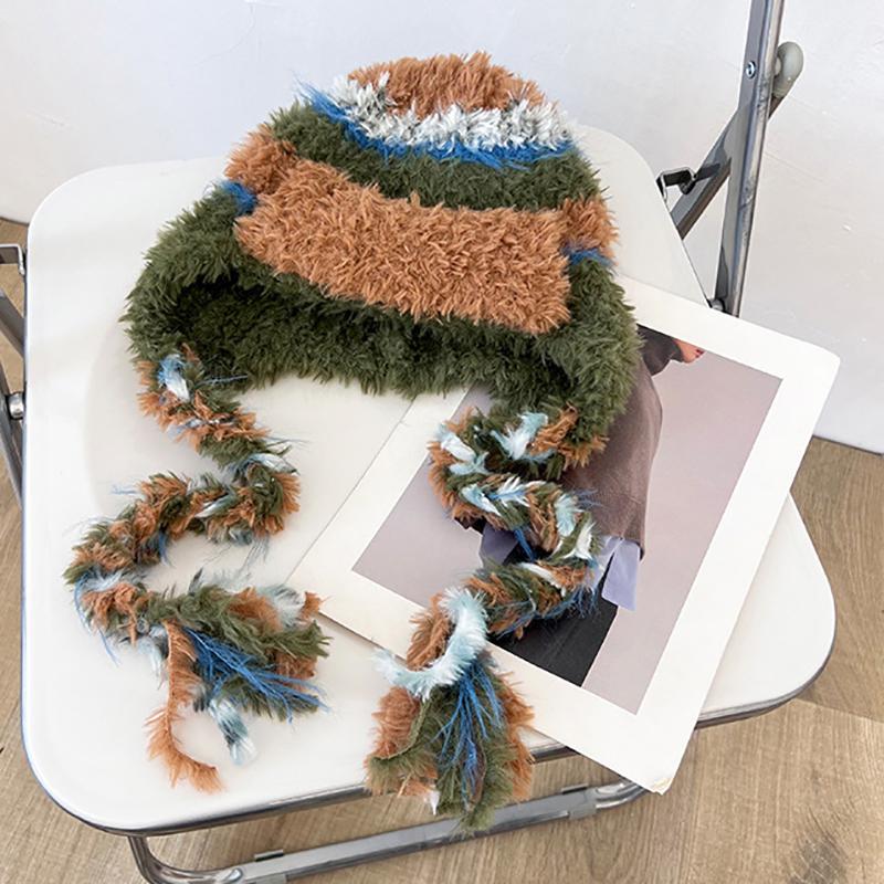 Милые медвежьи ушки Тедди флис вязаный разноцветный пуловер шапка для женщин зимние теплые защитные наушники Able Straps шапки-бомберы