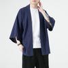 Spring Summer Cotton Linen Seven Quarter Sleeved Cardigan Shirt Men's Loose Sun Protection Jacket