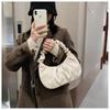 Pleated Leather Women Shoulder Bag Underarm Hobos Bag French Niche Texture Small Bag Female Trend Handbag