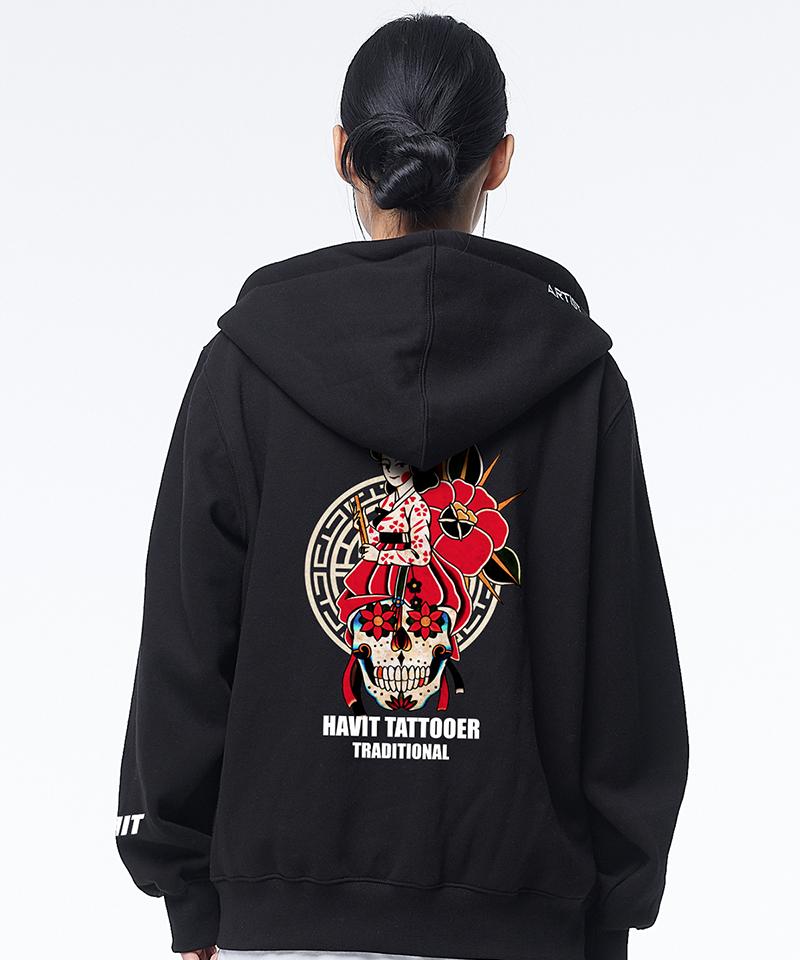 Artistwear [Atw X Havit] Худи на молнии 'Чосонский Череп'_Черный
