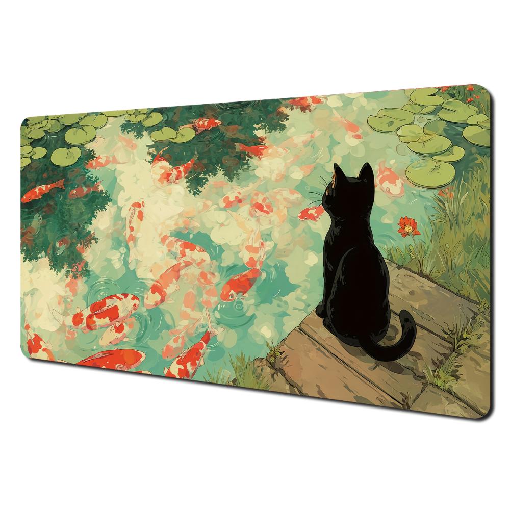 Lively pond with koi fish large Mouse Pad Desk Mat Stitched Edge NonSlip pc accessories Gaming mats mauspad office rug muismat
