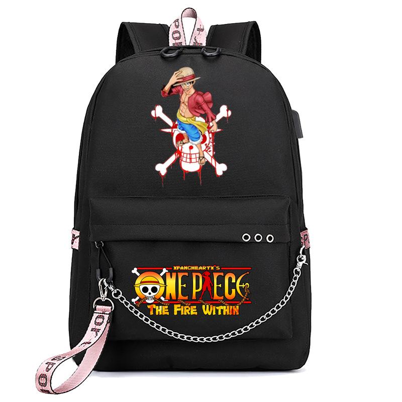 USB студенческая школьная сумка дорожный рюкзак с принтом One Piece повседневная модная сумка