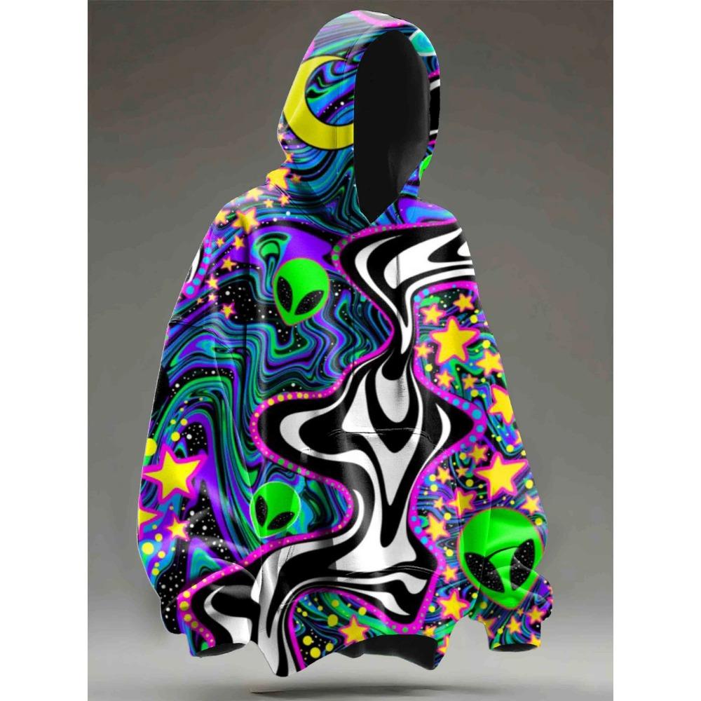 Spring Autumn Cosmic Psychedelic Aliens Art Casual Hoodie Sweatshirt 3D Printed Women For Men Hoodies