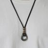 Men Leather Cord Green Antique Color Pendant Jewelry Circle Cowhide Necklace
