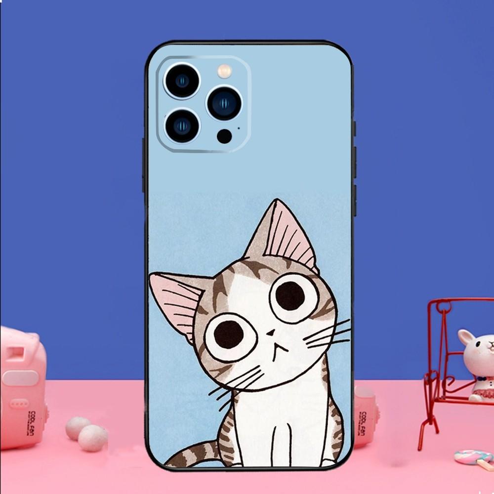 Чехол для телефона Chi Cat Sweet Home для iPhone 14,13,12 Mini 11 Pro XR,X,XS,MAX 6S,7,8 Plus Силиконовый чехол Мягкий черный