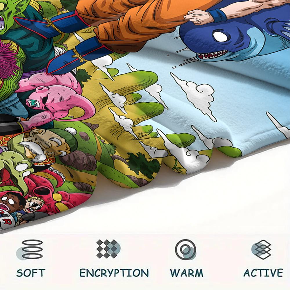 Dragon Ball Characters pattern Flannel Blanket, High quality Comfortable for All Seasons, Home Decor, Warmth and Comfort, Perfect for Gifts.