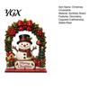 Traditional Christmas Home Ornament Santa Claus/Snowman Tabletop Ornaments with Arched Door, Wooden Decorative Claus Figures Detachable Base