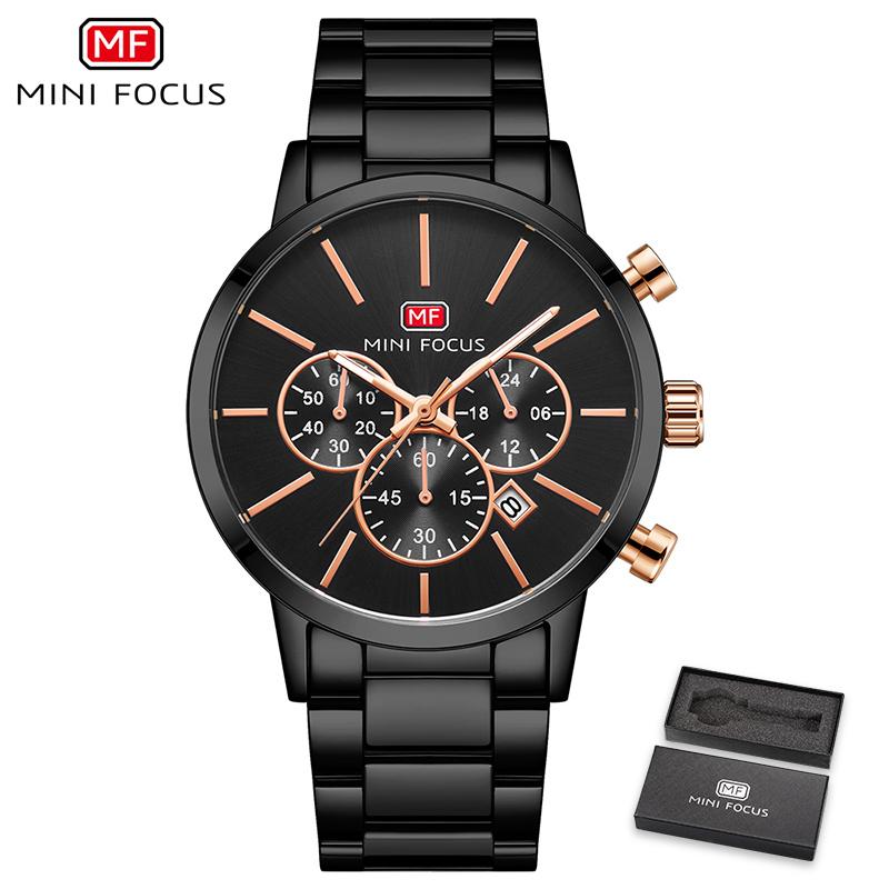 MINI FOCUS Business Sport Watches Men Luxury Top Brand Stainless Steel Wristwatch Man Waterproof Chronograph Quartz Watch