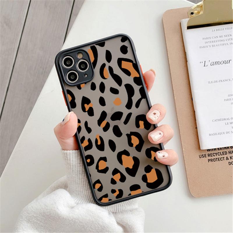 Модный чехол с леопардовым узором для iPhone 12 11 Pro Max XS Max XR X 13 12 Mini 7 8 Plus SE2020, матовый бампер, противоударный прозрачный чехол
