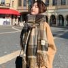 Soft Winter Plaid Scarf Rose Pink Pashmina New Long Tassel Scarves Women