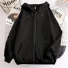 High Street Hoodie Men Solid Color Zip Up Long Sleeve Loose Jacket Coats Casual Hooded Sweatshirt Y2K Fashion Outdoor Clothes
