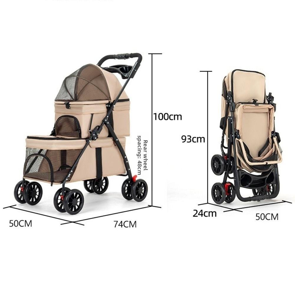 with 2 Carriages Double Pet Stroller Cup Holder Dog Stroller Multi-Pet Families