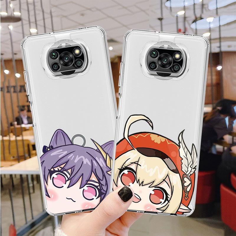 Чехол Coque для Xiaomi Poco X3 NFC X3 Pro M3 F3 Redmi 9 10 10C 9A 9C K40 Pro F1 9C Note 9S силиконовый милый Q Genshin Impact Capa