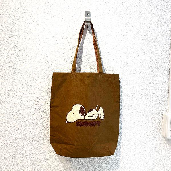 Snoopy Sagara Canvas Square Tote Mocha Bag Sub Bag