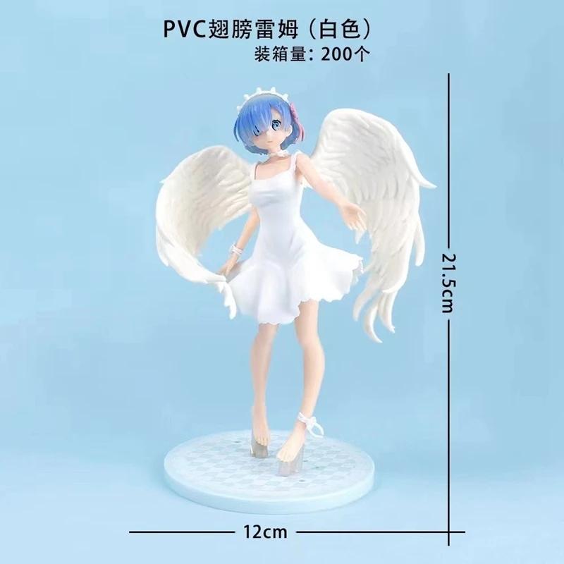 21CM Ghost Angel Rem Anime Figure Re:Life In A Different World From Zero Dress Wings Standing Model Toy PVC Collection Ornaments