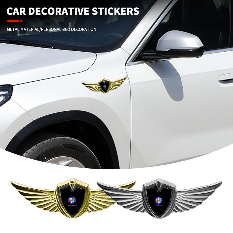 3D Metal Wings Badge Car Side Marker Window Trunk Sticker Decal For Alfa Romeo Giulia Stelvio MiTo Giulietta Tonale ALFA 4C