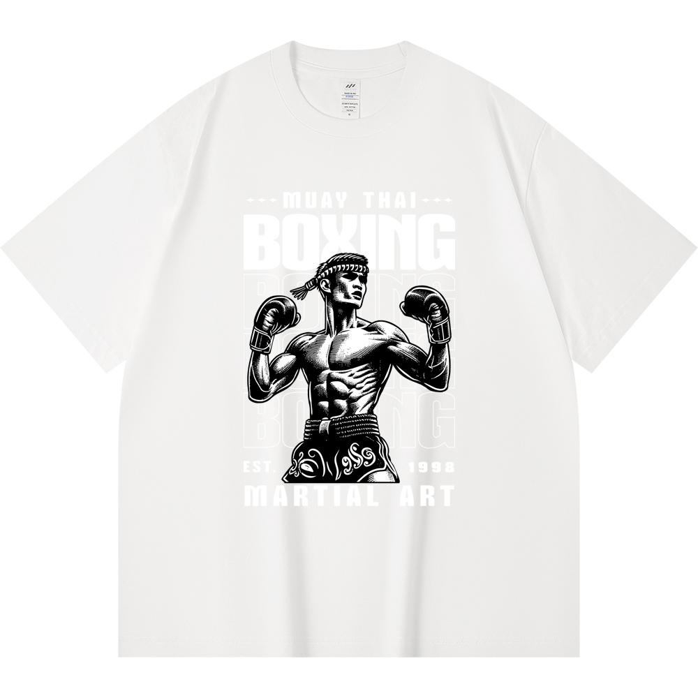 Футболка из 100% хлопка плотностью 230 г/м2 с принтом тайского бокса, забавная футболка из чесаного хлопка в стиле Харадзюку
