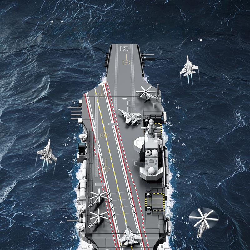 690 шт. Военная серия Китайский флот Авианосец Фуцзянь Детские игрушки-конструкторы Без коробки