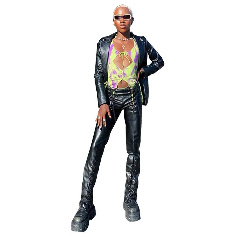 Женские облегающие повседневные брюки осень/зима 2024 года с универсальным дизайном ремешков