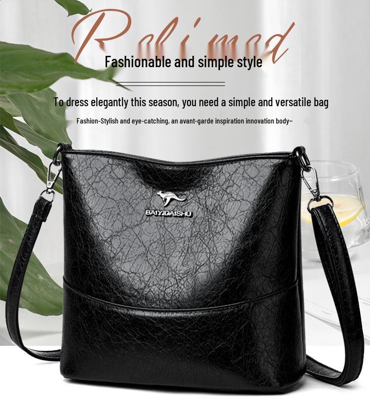 Женская модная сумка-ведро из мягкой кожи 2025 - Вместительная, практичная сумка на одно плечо, через плечо и подмышку