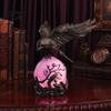 Halloween Party Decor Gothic Crow Lamp, with Purple Light Ball, Resin Night Light, Home Decoration USB Powered Dark Style Statue for Bedroom