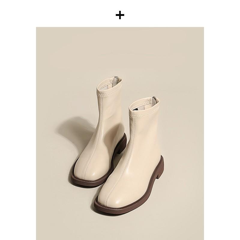 Женские короткие ботинки на плоской подошве, ботинки Мартин 2024, новые весенне-осенние тонкие ботинки челси, британский стиль, квадратный носок, белые женские ботинки