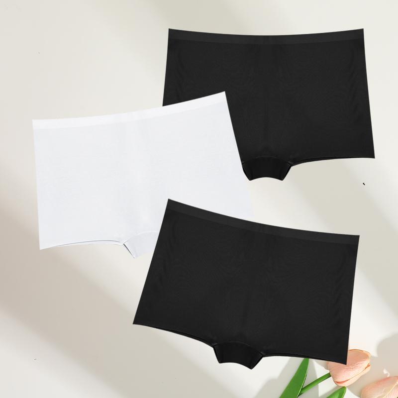 FINETOO 3pc Seamless Soft Boyshort Women's Panties Sexy Breathable Invisible Underwear Female Soild Comfortable Stretch Lingerie