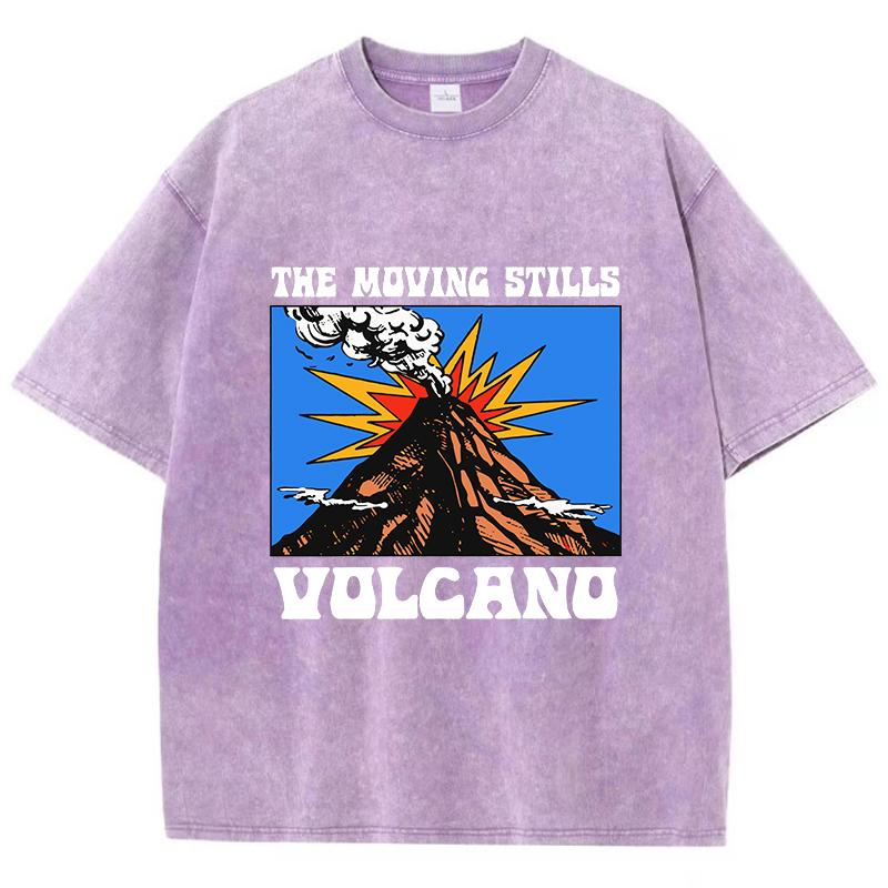 Женские футболки оверсайз с вареным эффектом, футболки с принтом манги «Вулкан», хлопковые состаренные футболки с круглым вырезом оверсайз, винтажная одежда