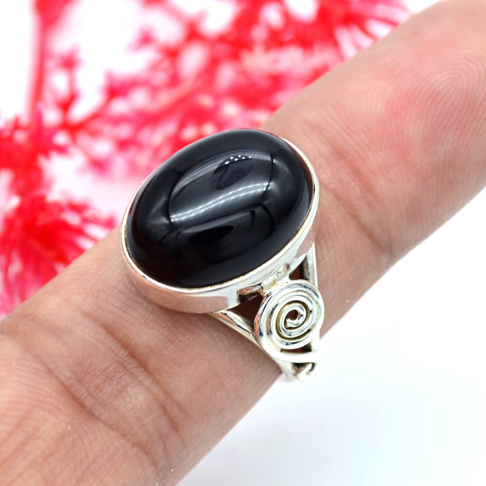 Кольцо из черного оникса ручной работы Кольцо из стерлингового серебра 925 пробы, серебряное кольцо из оникса, богемные украшения