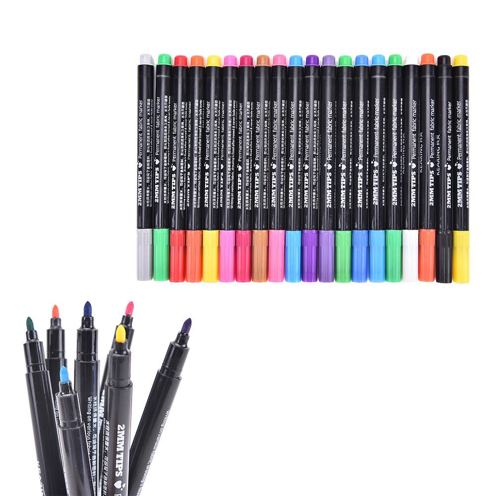 T-Shirt Permanent Fabric Paint Marker Pen Textile Clothes Shoes Diy 20 Colors