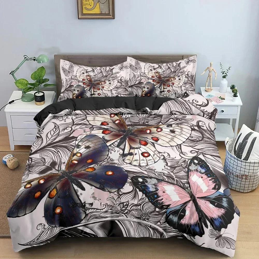 Butterfly Duvet Cover Tropical Plant Pattern Bedding Set Comforter Covers Twin King Size Quilt Cover With Pillowcase Bedclothes