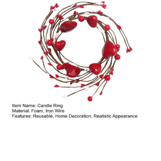 Кольцо для свечи в виде сердца с ягодами, искусственный венок из красных ягод, подсвечник, гирлянда, центральный элемент стола для фестивальной вечеринки на День святого Валентина, День матери