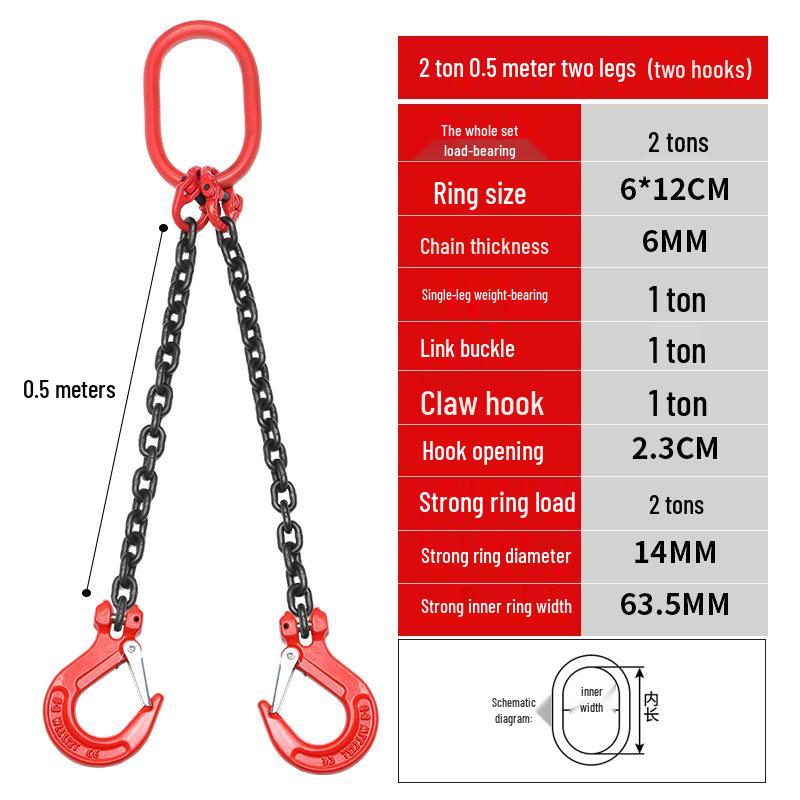 G80 Manganese Steel Lifting Chain Slings with Hooks - Single & Double Leg Set
