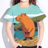 Футболка с рисунком капибары для девочек, летняя детская одежда, круглая горловина, детская футболка для мальчиков, топы с животными, повседневная уличная одежда, детская одежда