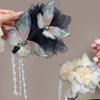 Butterfly Temperament  Chinese Style Flower Tassel Grab Clip Girls Women'S  High-End Feeling Shark Clip Hair Claw