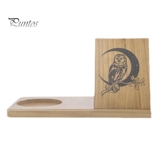 Wooden Bookshelf Organizer with Phone Holder Natural Wood Triangle Book Stand Desk Valet with Cup Holder Picture Frame